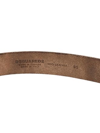 Dsquared2 Mens Craquele Leather Logo Buckle Belt Brown Accessories >