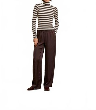 perfectwhitetee Camile Satin Wide Leg Pants In Cocoa