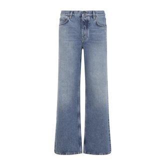 Off-white Wide Jeans, male, Blue, Size: W33 Half Arrow Slim Relaxed Jeans