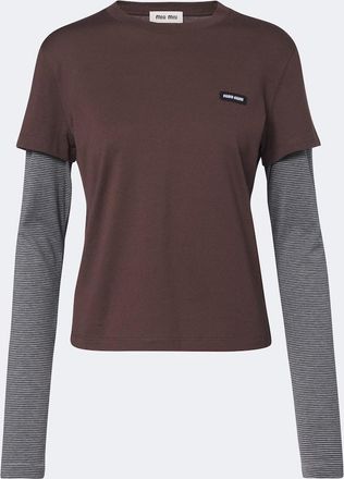 Miu Miu Layered cotton jersey T-shirt