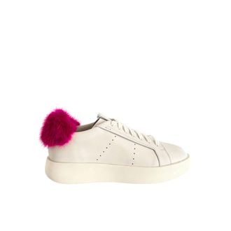 Santoni White Leather Women Womens Sneakers