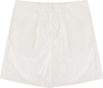 Emporio Armani Flat Front Subtle Pleats Cotton Shorts