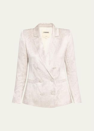 L'agence Sena Double-Breasted Silk Blazer