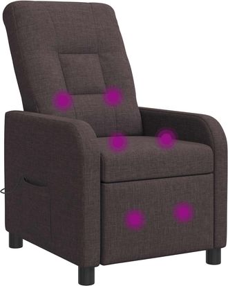 vidaXL Silla De Masajes Reclinable Marr&oacute;n Oscuro Tela Vidaxl