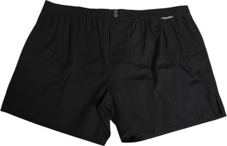 Dolce & Gabbana Black Cotton Elastic Waistband Button Mens Swimwear