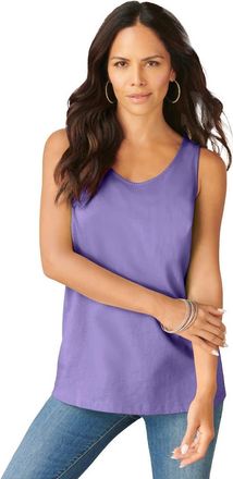 Roaman's Plus Size Cotton Scoopneck Tank Top in Vintage Lavender at Nordstrom, Size 6X