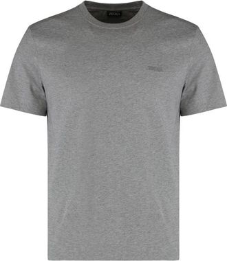 Ermenegildo Zegna Grey Round Neck Logo T-Shirt