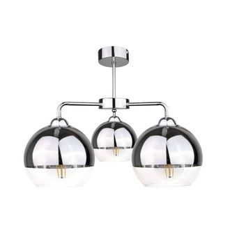 Netlighting Ice Multi Arm Semi Flush Ceiling Light Silver 40cm 3x E27