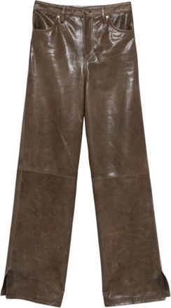 Golden Goose Melany Leren Broek - Dames - Leren Broeken - Bruin - L - Leer - Broeken