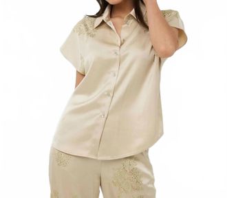 Esqualo Signe Sequins Batwing Blouse In Champagne
