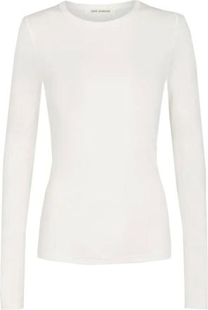 Sofie Schnoor Tops, Dames, Wit, S, Spandex, Witte Strakke Blouse met Lange Mouwen
