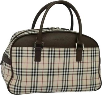 Burberry Pre-owned Handbags, female, Beige, Size: ONE SIZE Pre-owned Vintage Canvas Hand Bag