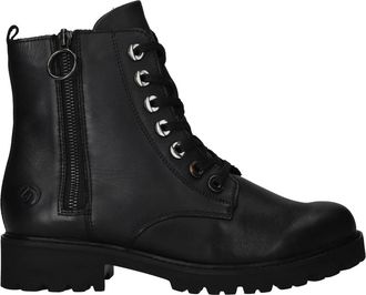 Remonte Zwarte leren veterschoenen - Dames - Veterlaarzen - Zwart - 40 EU - Schoenen