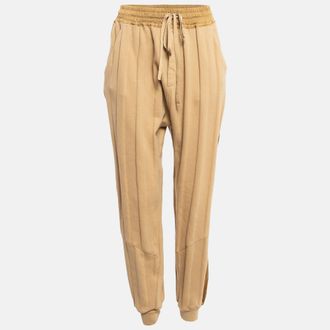 Haider Ackermann Light Brown Satin Side Stripe Cotton Sweatpants