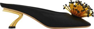 Ferragamo Fabric Sculpted Heel Pumps - Dames - Muiltjes - Zwart - 35 1/2 EU - Schoenen