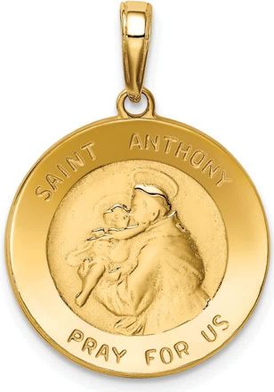 Diamond2Deal 14k Yellow Gold Saint Anthony Small Round Medal Pendant