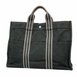 Herm&egrave;s Black Canvas Tote Bag (Pre-Owned)