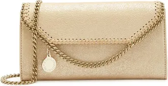 Stella McCartney Stella Mccartney Falabella Metallic Faux Suede Wallet-on-chain - Gold - One Size