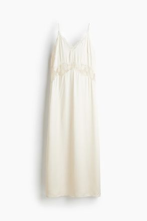 H&M Tr&auml;gerkleid mit Spitze - Cremefarben