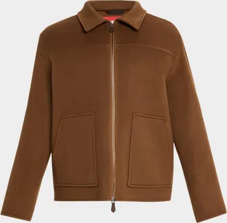Isaia Men & apos;s College Double-Face Cashmere Bomber Jacket