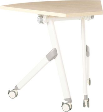 Beliani Folding Office Desk Light Brown Metal Frame MFC Tabletop 90 x 64 cm Foldable Portable Mobile Table with Casters Modern Design BENDI
