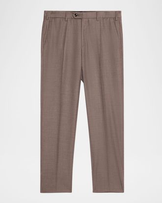 Giorgio Armani Men & apos;s Sharkskin Wool Flat-Front Trousers