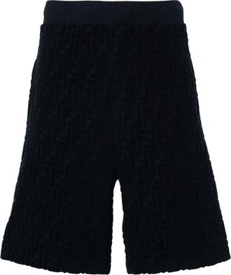 Fendi FF-motif terry bermuda shorts - men - Cotton/Polyamide/Cotton - 52 - Blue