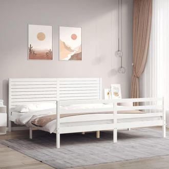 vidaXL Vidaxl - Estructura De Cama Con Cabecero Madera Maciza Blanco 200x200 Cm