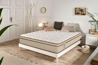 Moonia Colch&oacute;n Muelles Ensacados Hybrid Marr&oacute;n 25 Cm Viscoel&aacute;stico Muelles Transpirable - 180x200 Cm - Moonia