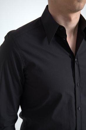 Dolce & Gabbana Black Cotton Men Long Sleeves MARTINI Mens Shirt
