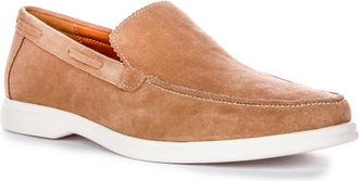 Justinreess England JUSTINREESS Mens Slip Smart Soft Suede Loafers (Beige, UK 9)