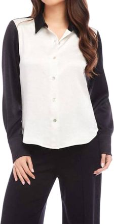 Karen Kane Colorblock Shirt In Cream/black
