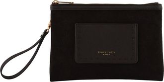 Pourchet Tassen, Dames, Bruin, ONE Size, Leer, Cassis Daim Clutch