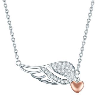 Rafaela Donata Womens Necklace with pendant sterling silver bicolor zirconia white - Silver & Rose Gold - Size 40cm