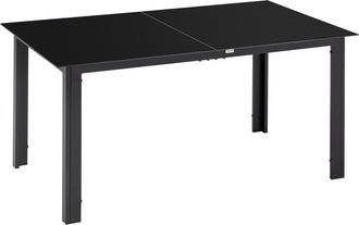 OUTSUNNY Outdoor Dining Table for 6 Patio Table with Glass Tabletop Black | TJ Hughes