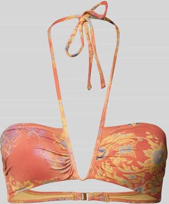 Lauren Ralph Lauren Bikini-Oberteil mit Neckholder Modell MEDALLION SHIMMER SHIRRED in Orange, Gr&ouml;&szlig;e XL