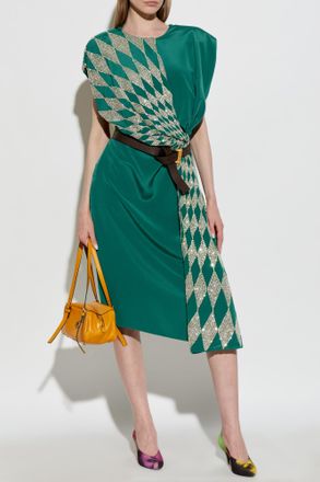 Versace Silk Dress With Shimmering Crystals, Womens, Green