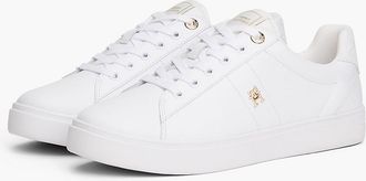 Tommy Hilfiger Womens Monogram Heel Leather Court Sneaker - White - US 6.5 / EU 37