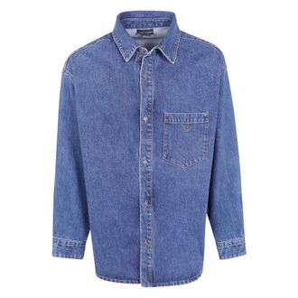 Emporio Armani Denim Shirts - Heren - Spijkeroverhemden - Blauw - 2XL - Denim - Overhemden