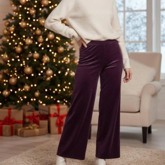 Vince Camuto Velvet Wide Leg Pants In Purple
