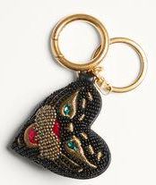 Valentino Garavani VG Coeur De Chat Bag Charm With Keychain In Nappa, Beads And Crystals Wo