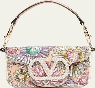 Valentino Garavani Small Crystal VLogo Sequin Burst Shoulder Bag