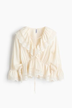 H&M Peplumbluse mit Volants - Cremefarben