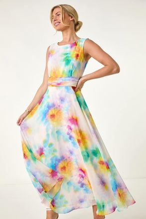 Roman Floral Ruched Midi Dress