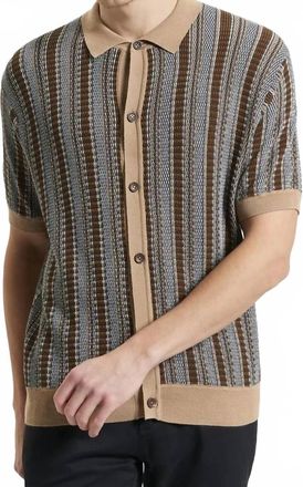 Ben Sherman Textured Stripe Knitted Shirt In Dark Navy