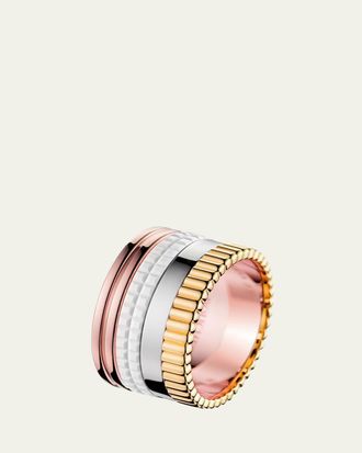Boucheron Quatre Large Ring in Tricolor Gold and White Ceramic, Size 52