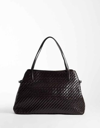 Vagabond Cannes borsa a spalla intrecciata in pelle marrone