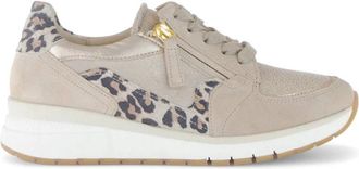 Gabor Sneakers met Nieve El/Velour/Leo Stijl - Dames - Sneakers - Beige - 38 EU - Leer - Schoenen