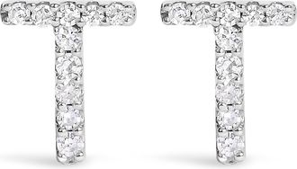 House of Brilliance 10K Gold 1/10 Cttw Diamond Initial A to Z Stud Earring