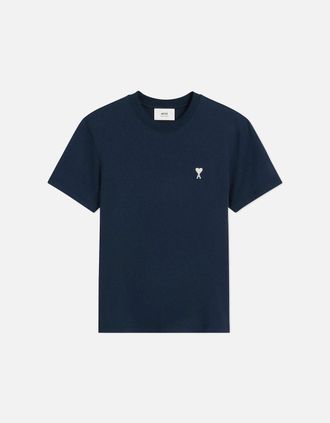 Ami Mens Mens Night Blue Ami Paris Ami De Coeur Cotton T-Shirt - Navy - Size: 34